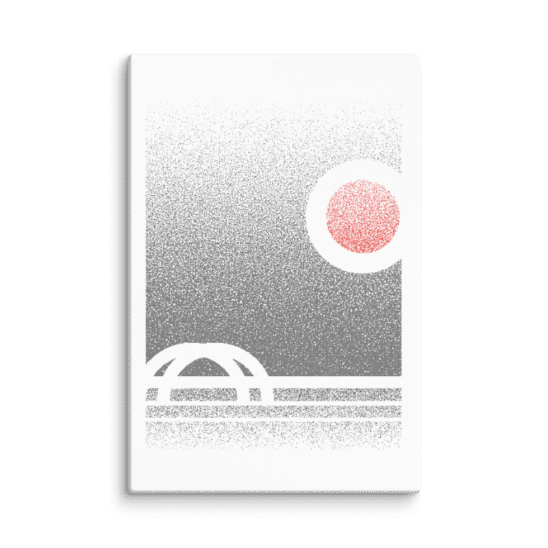 “Sunset Over 360 Bridge” Pointillism Canvas – Lake Austin Art Print