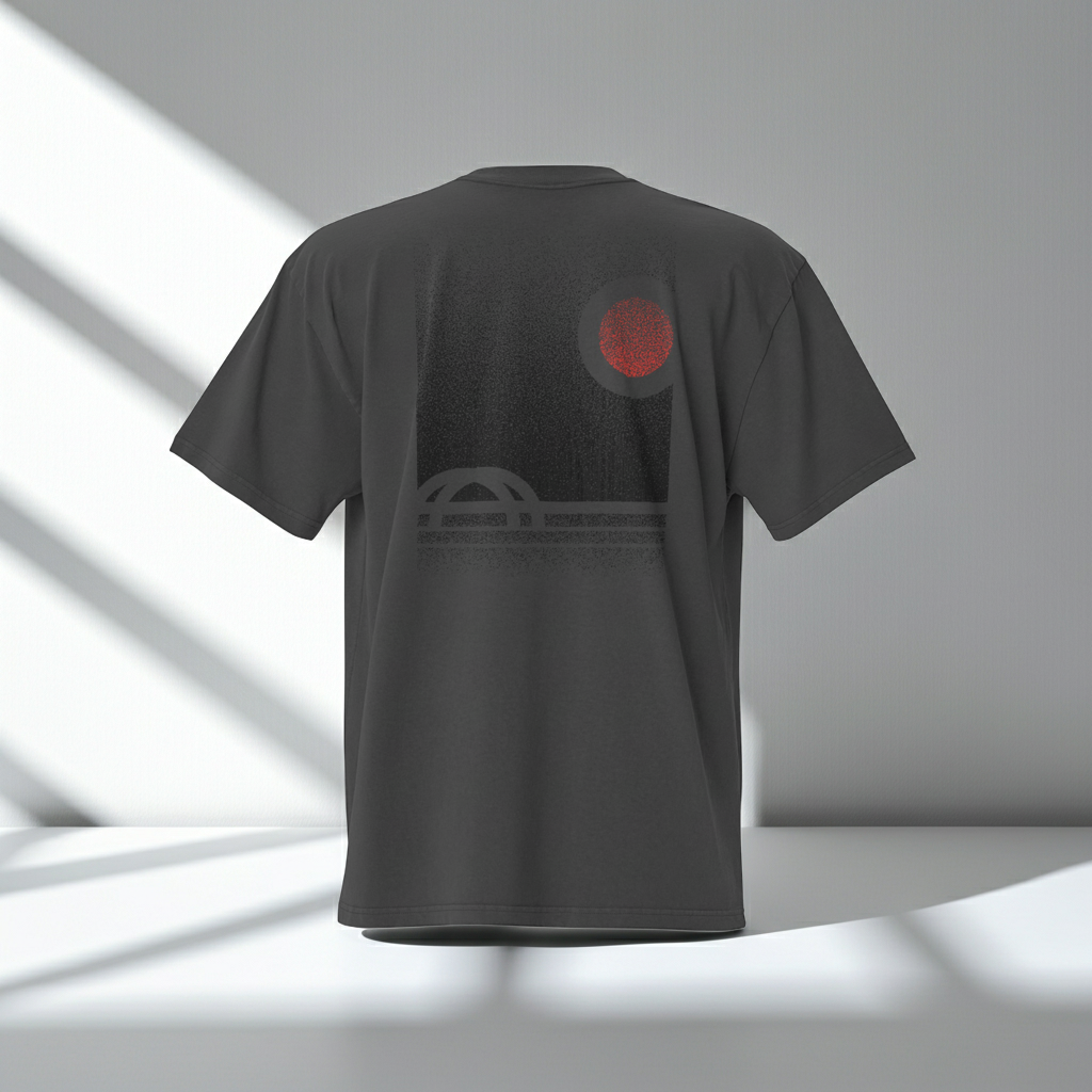 360 Bridge Sunset Pointillism – Oversized Faded Tee