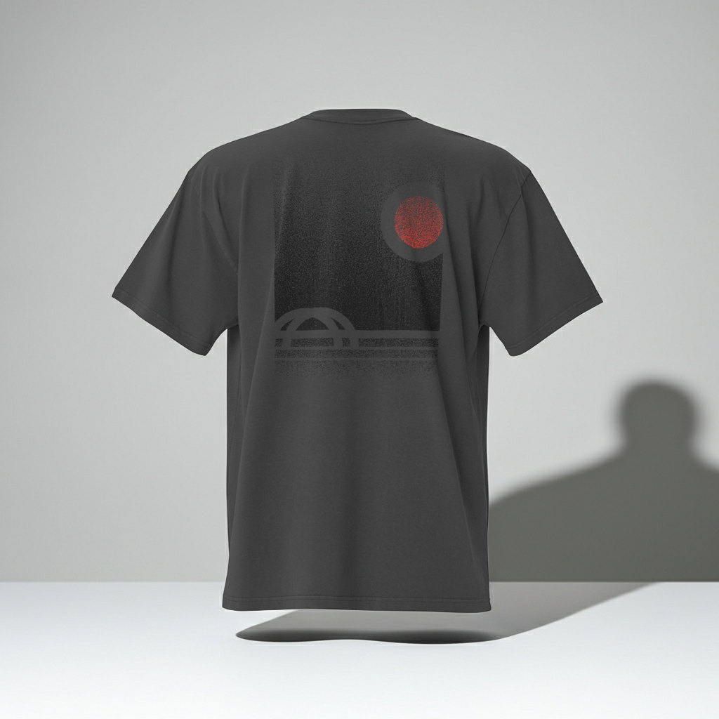 360 Bridge Sunset Pointillism – Oversized Faded Tee