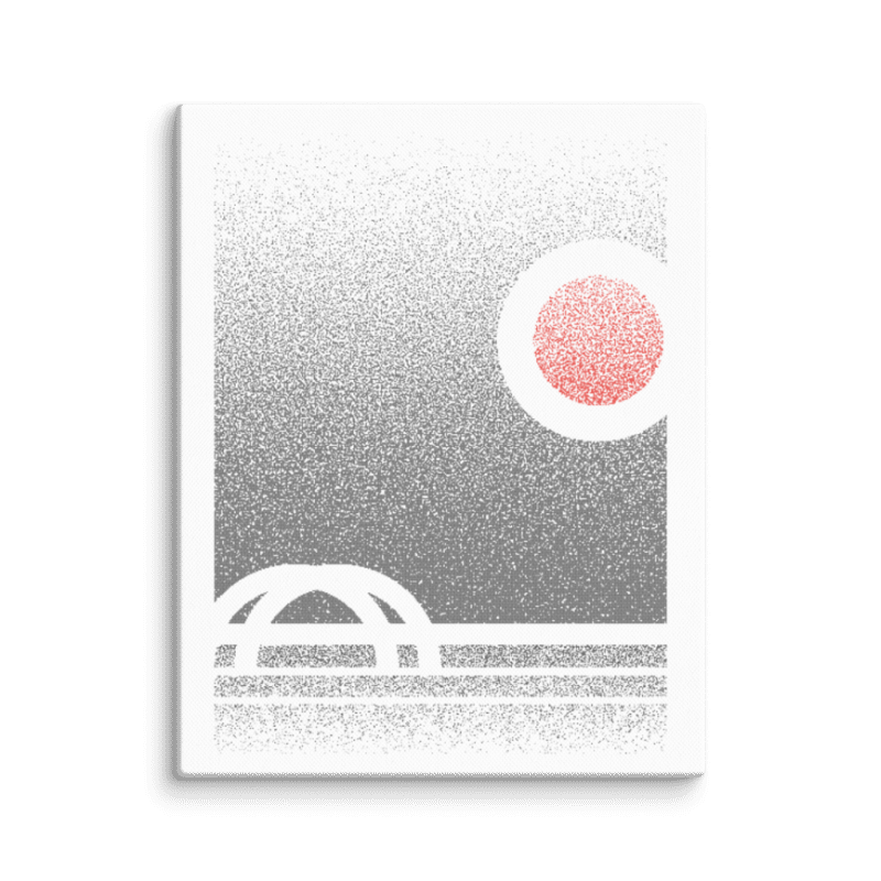 “Sunset Over 360 Bridge” Pointillism Canvas – Lake Austin Art Print